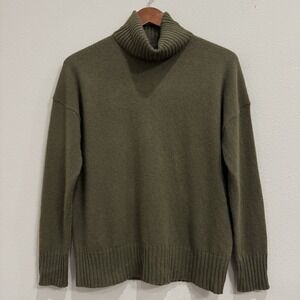 NWT 360 Cashmere Rita Turtleneck Sweater XS‎ Green Drop Shoulder Rib Hem